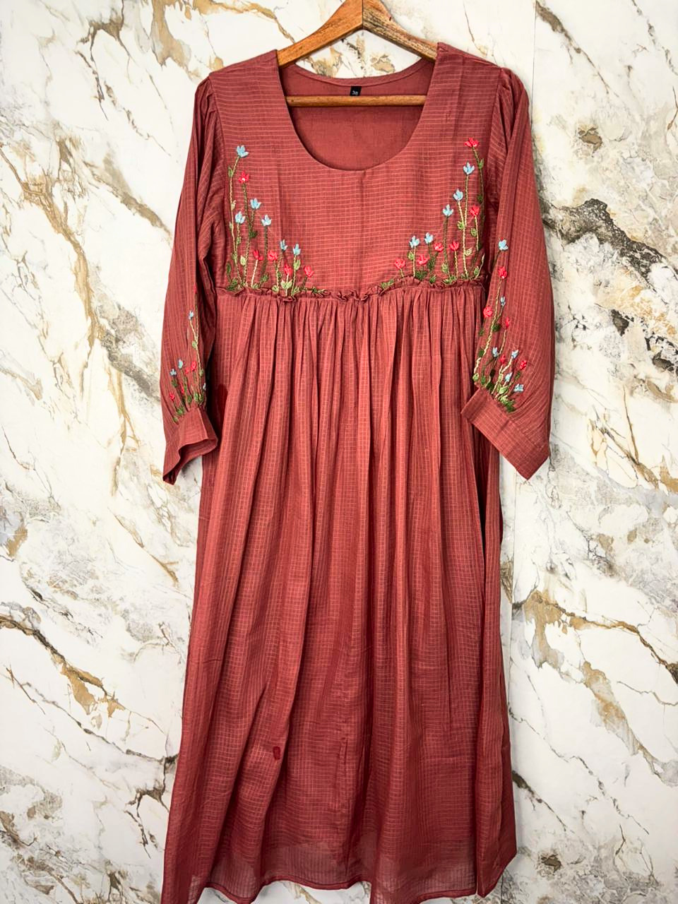 Rust Embroidered Dress view 2