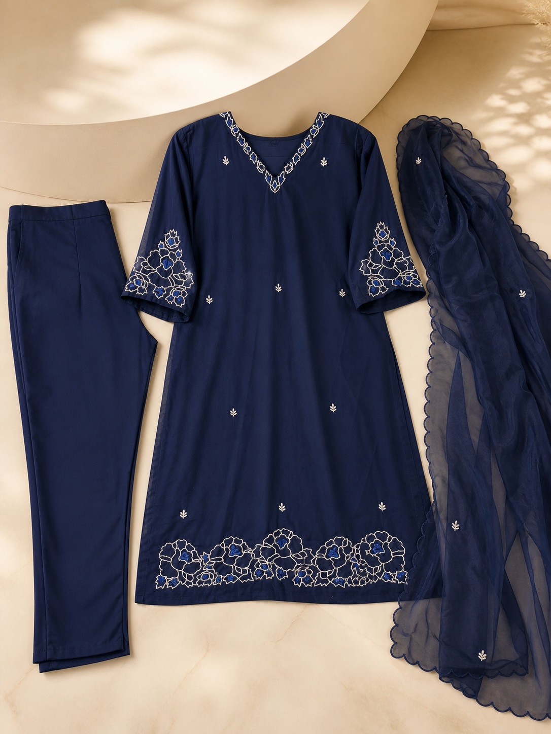 Midnight Blue Embroidered Set view 2