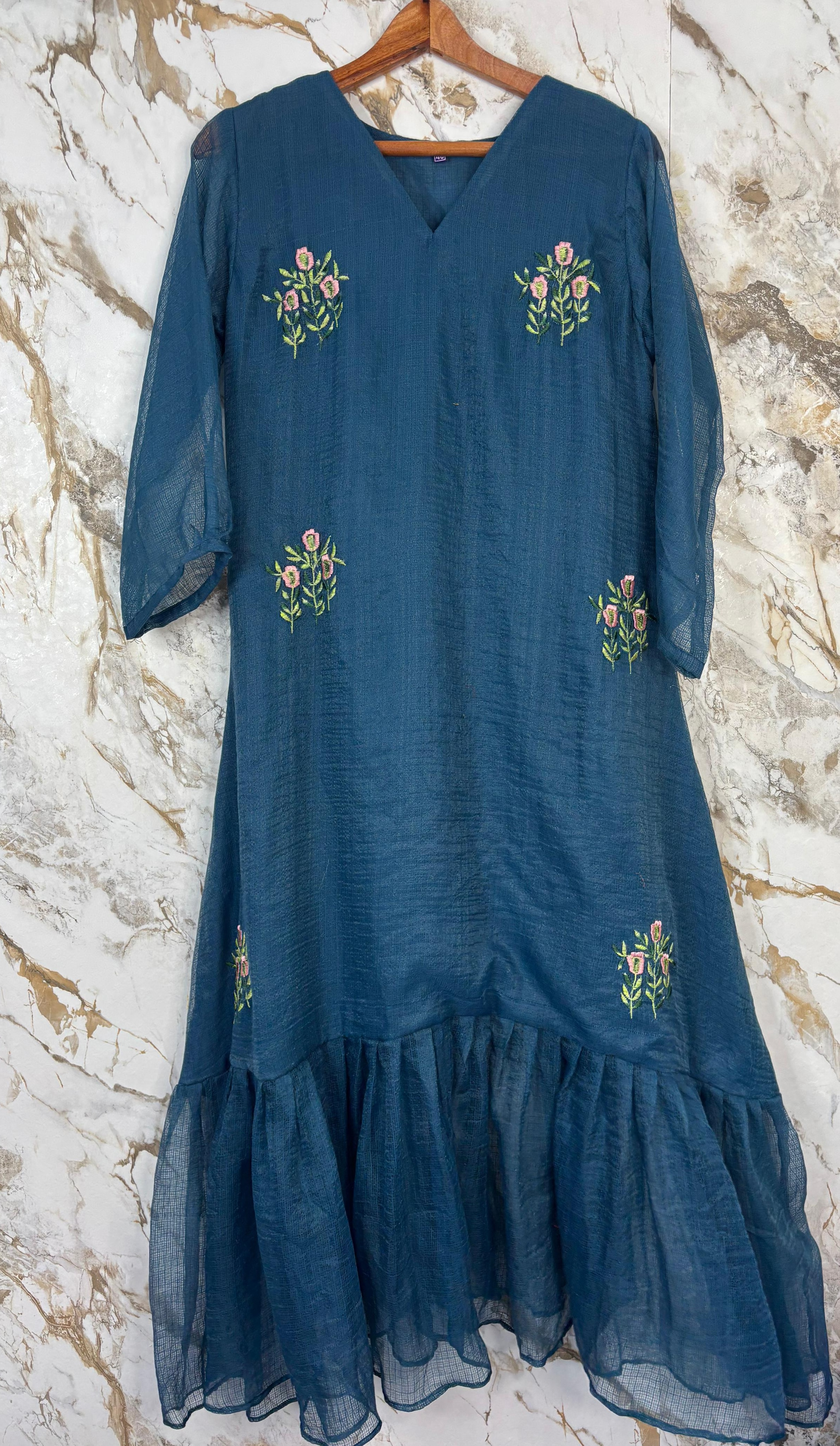 Teal Floral Dress view 2
