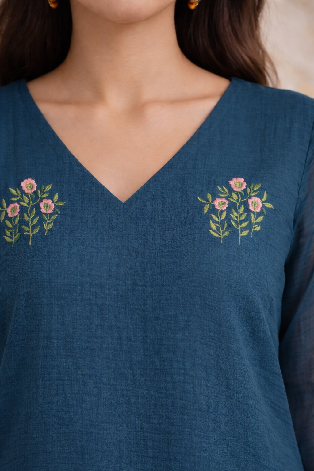 Teal Floral Dress view 3