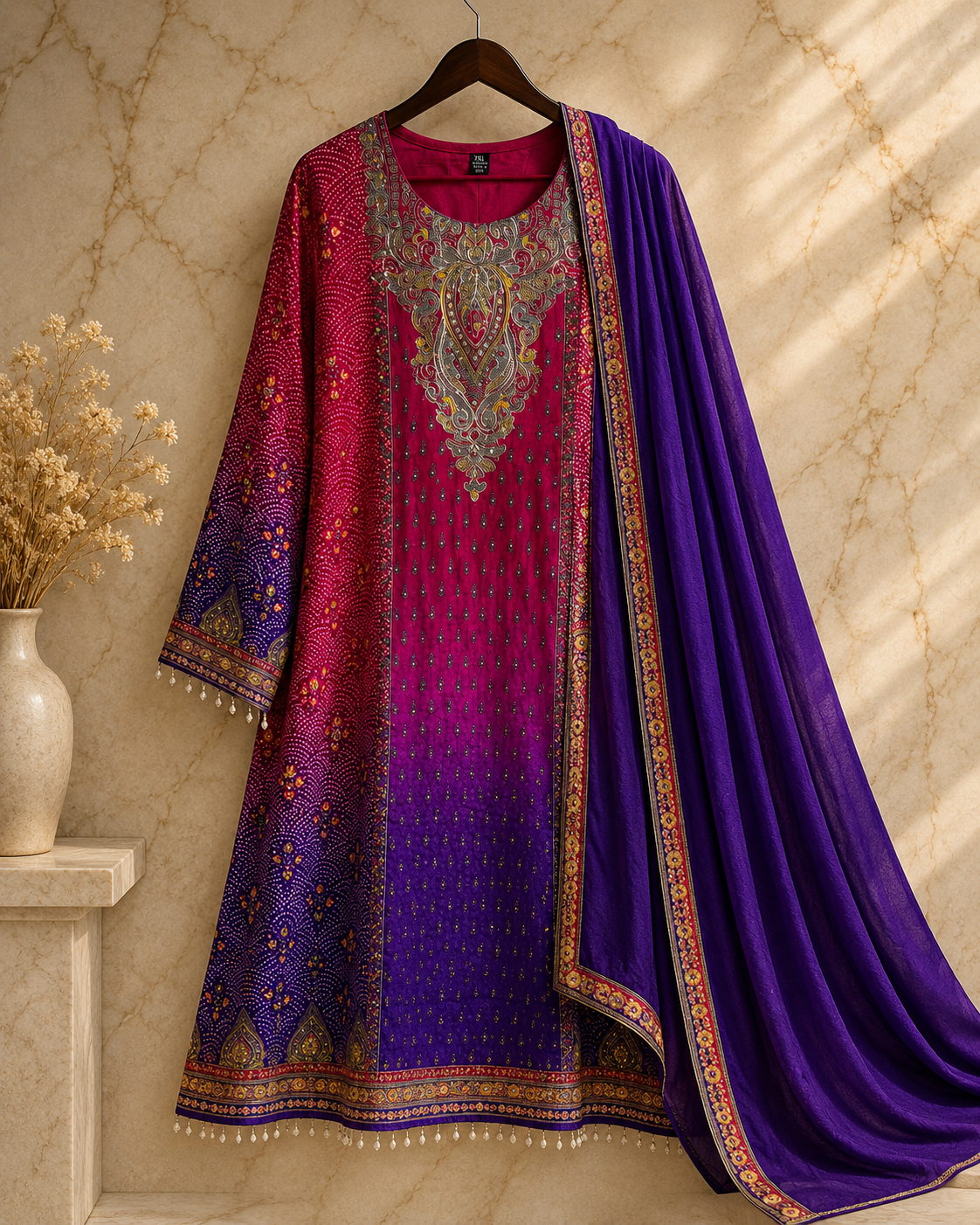 Magenta Purple Crepe 3 Piece Chudidar Set view 4
