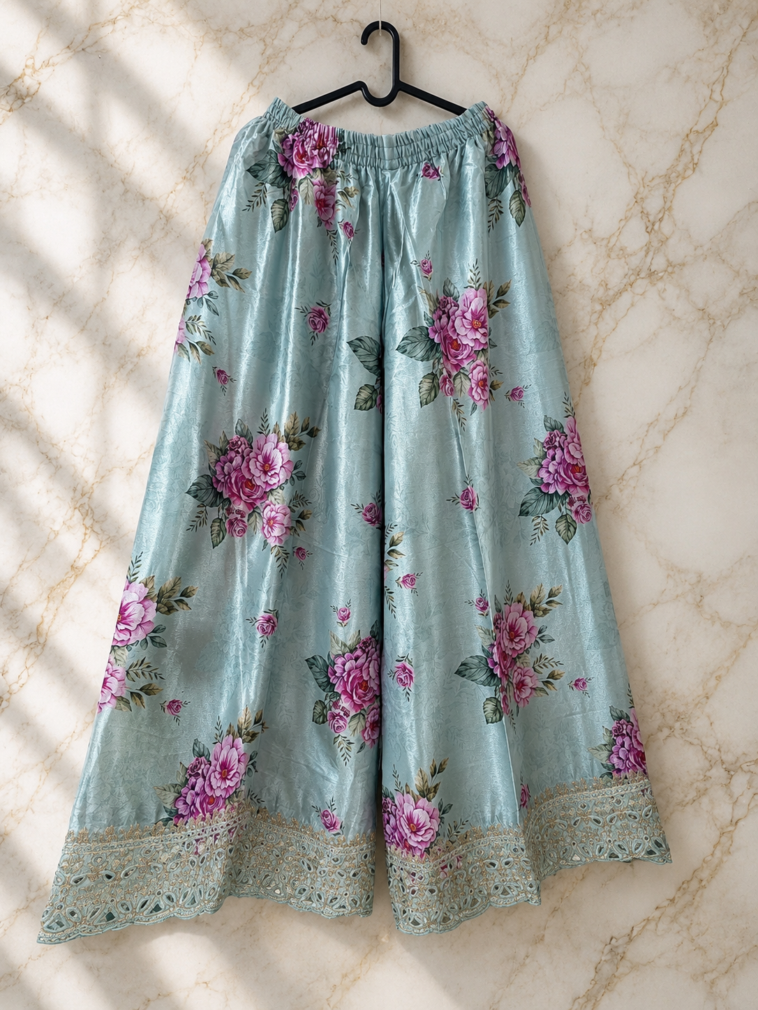 Sky Bloom Floral Chinon Chudidar Set view 3