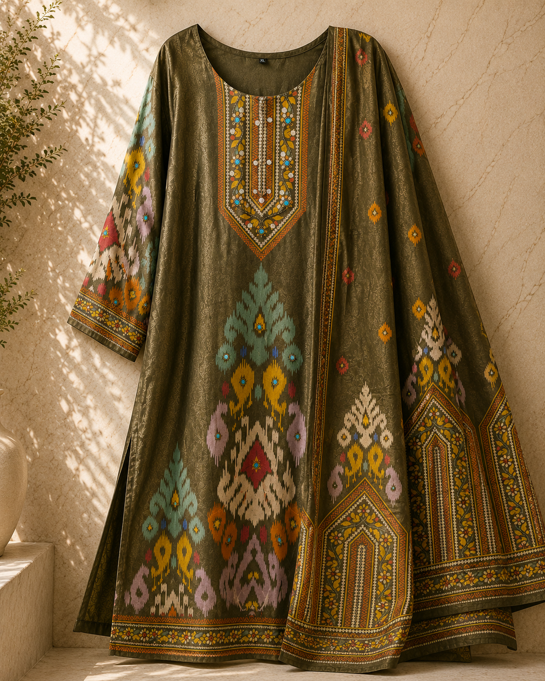 Olive Heritage Muslin Set view 5
