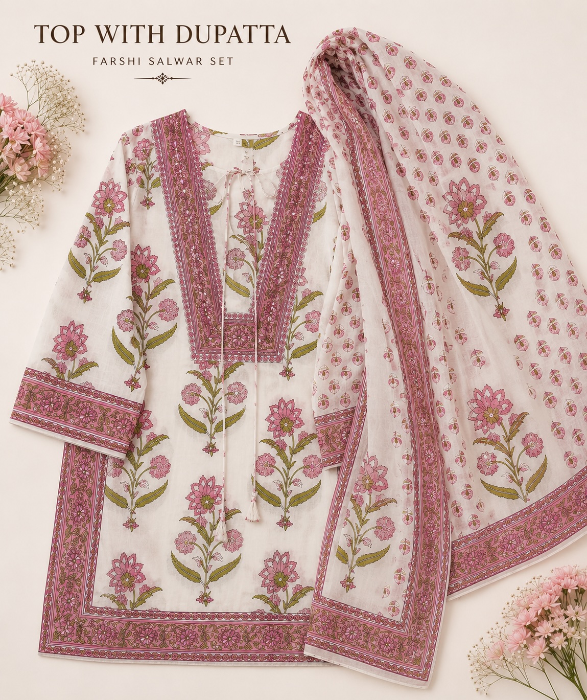 Pink Blossom Farshi Salwar Set view 4