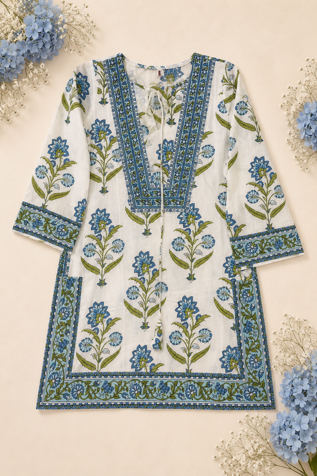 Blue Meadow Bloom Farshi Salwar Set view 2