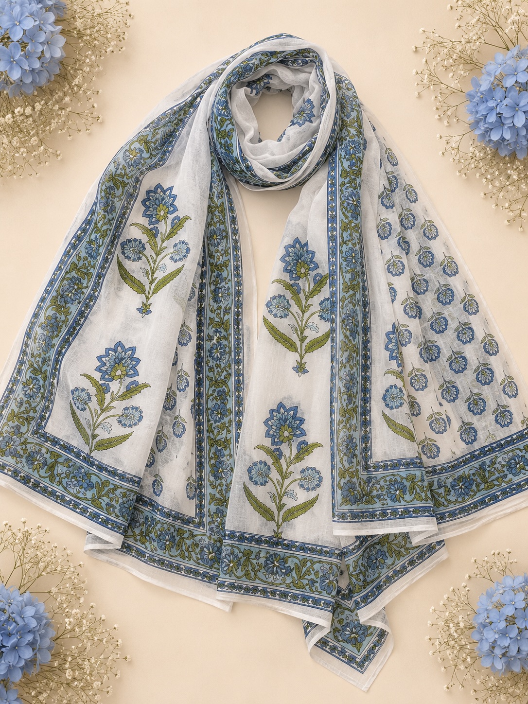 Blue Meadow Bloom Farshi Salwar Set view 3