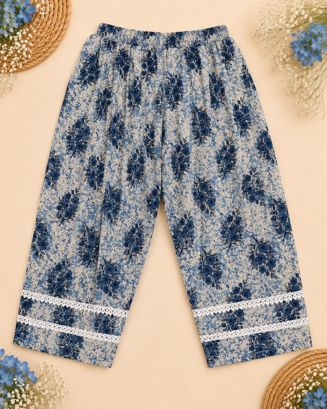 Navy Blue Floral Salwar Set view 3