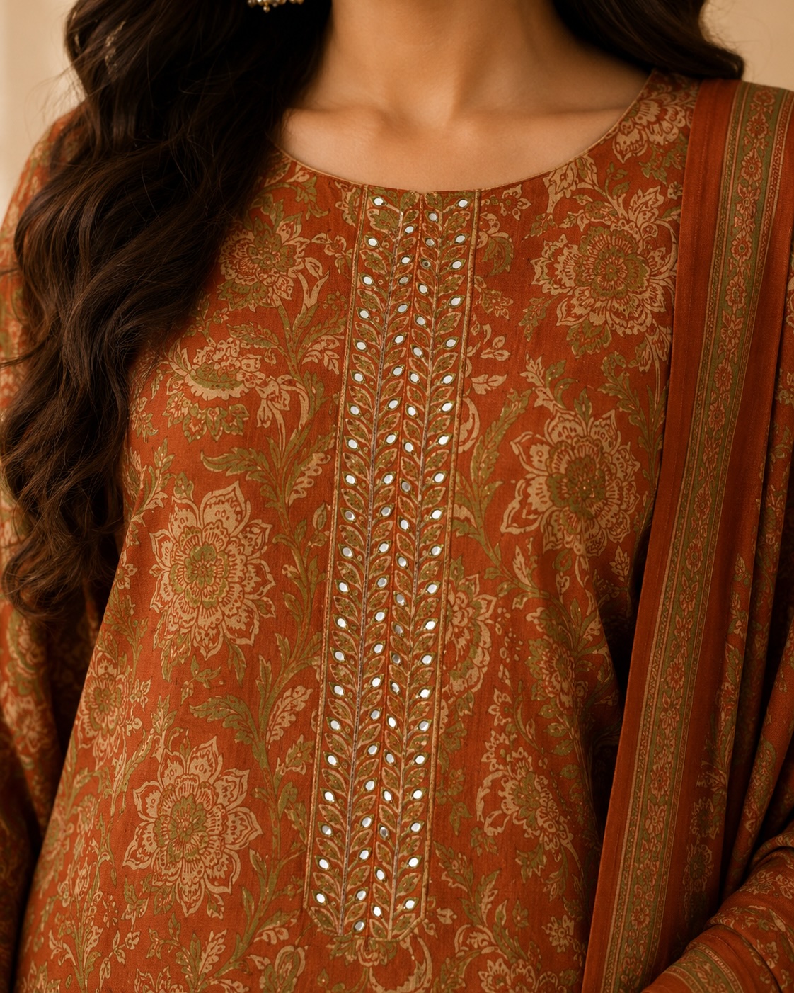 Rust Orange Heritage 3-Piece Skirt Set view 2