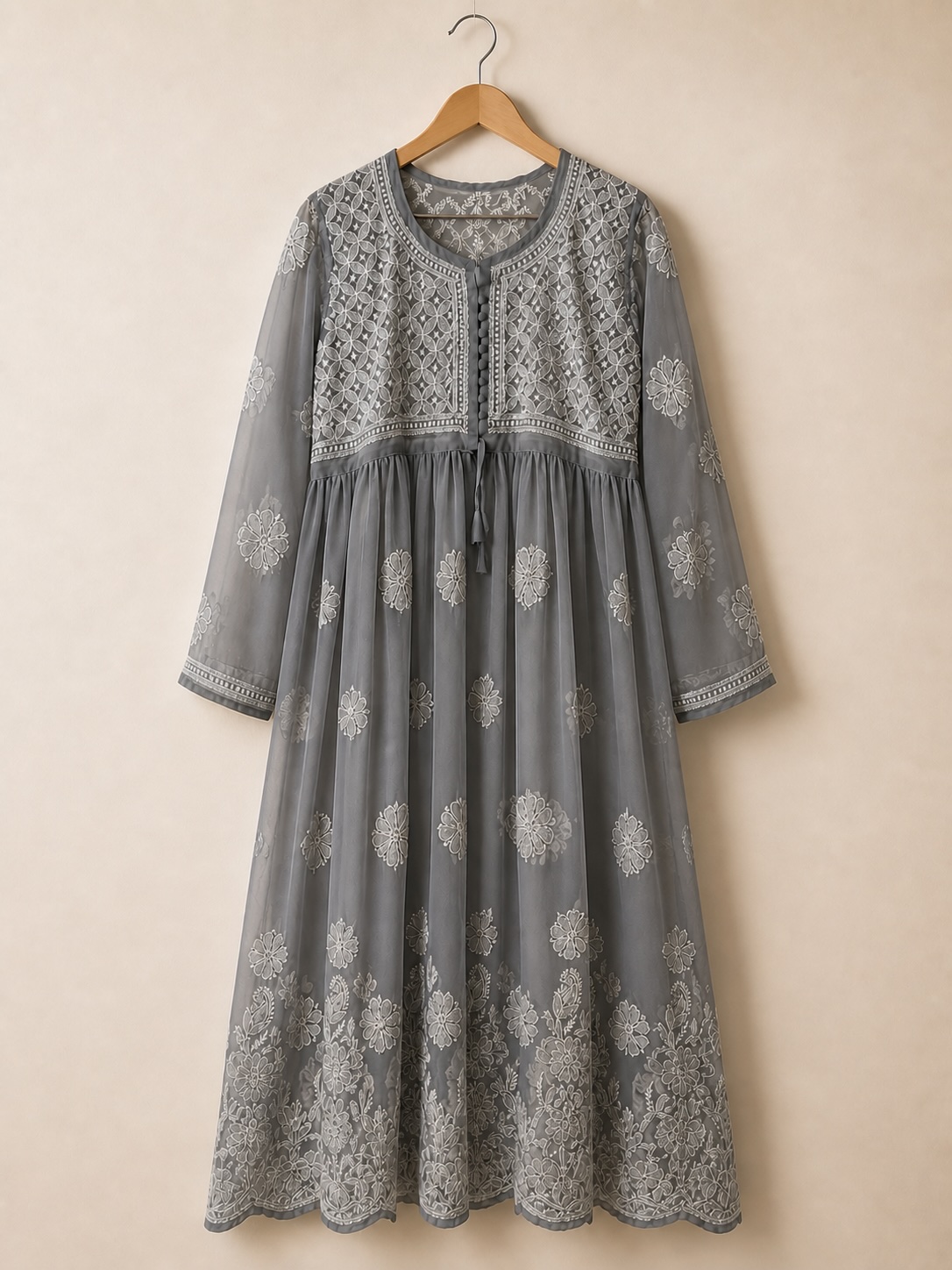 Grey Bajirao Georgette with Lining Set view 2
