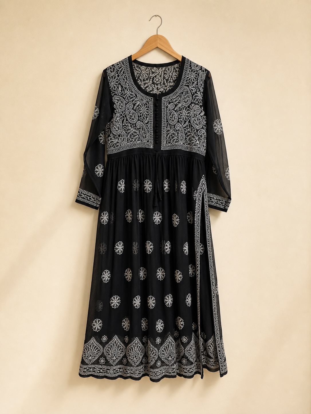 Black Bajirao Georgette with Lining view 2