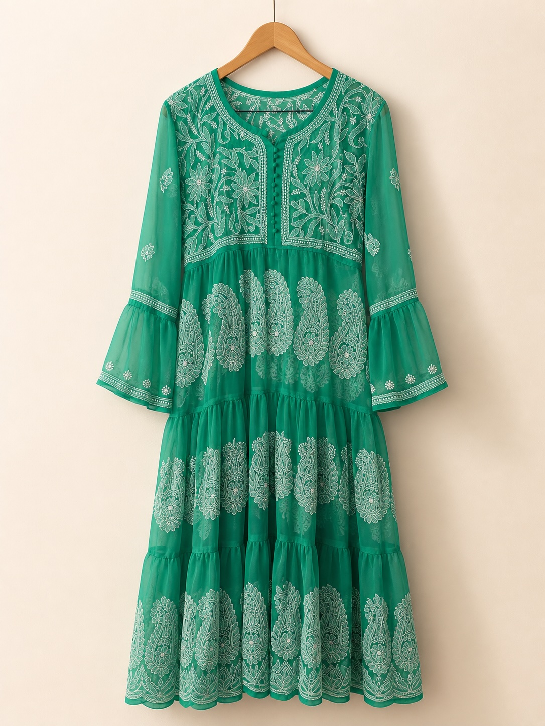 Sea Green Anarkali Georgette with Lining view 2