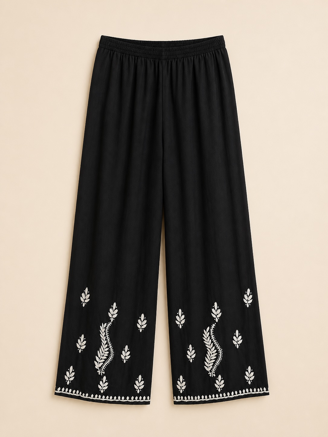 Black Cotton Palazzo Pants view 2
