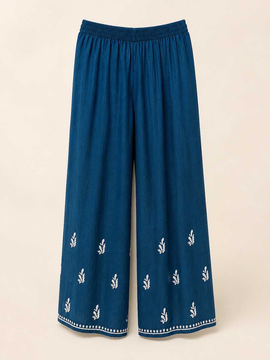 Blue Cotton Palazzo Pants view 2
