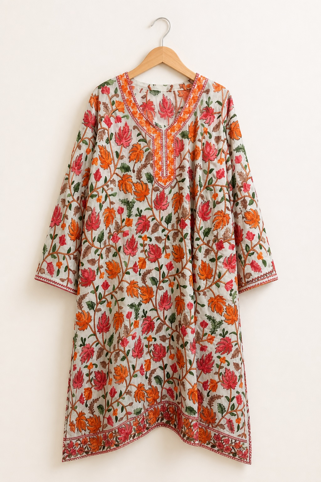 Blush Chinnar Kashmiri Jama Long Kurta view 2