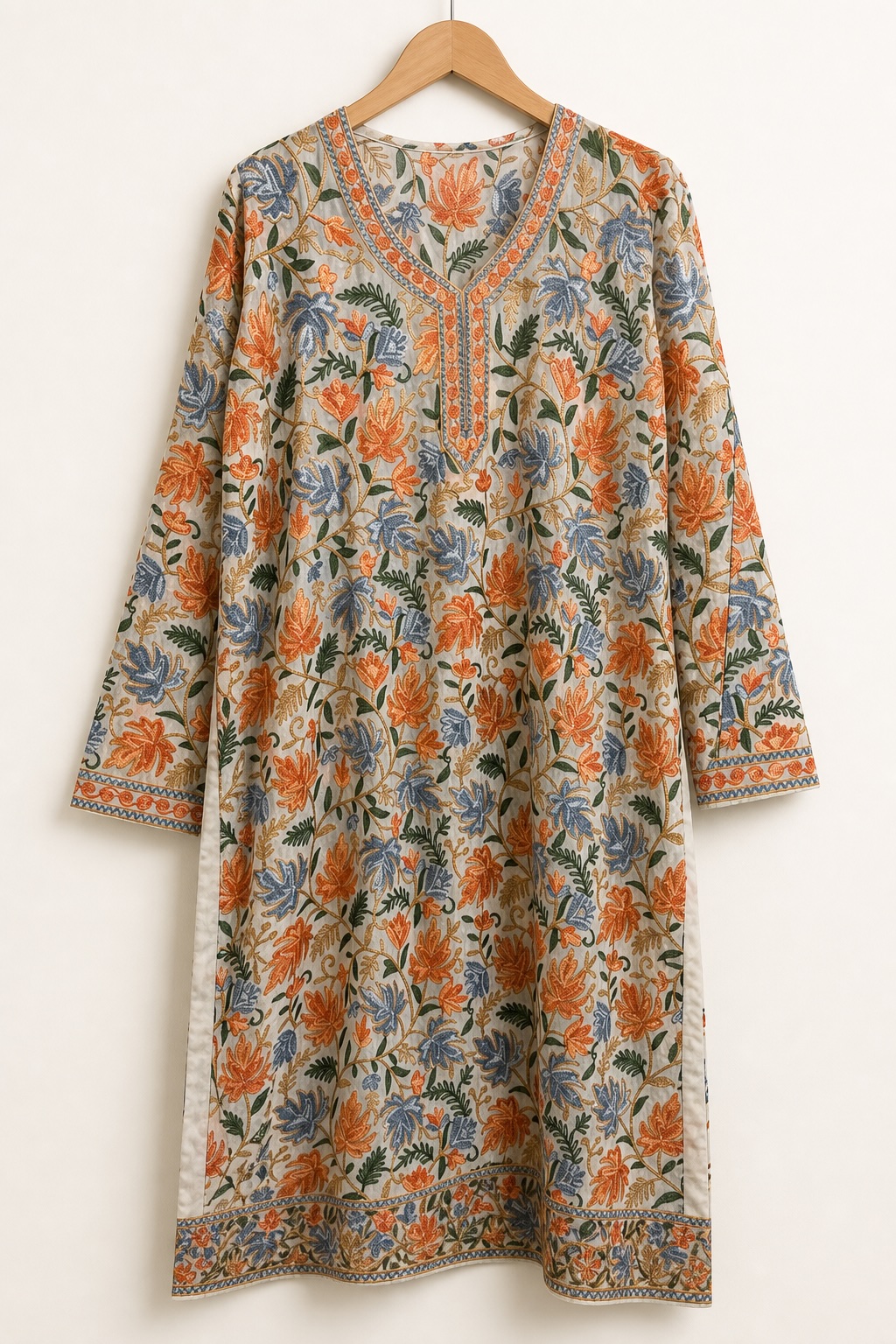 Azure Autumn Kashmiri Jama Long Kurta view 2