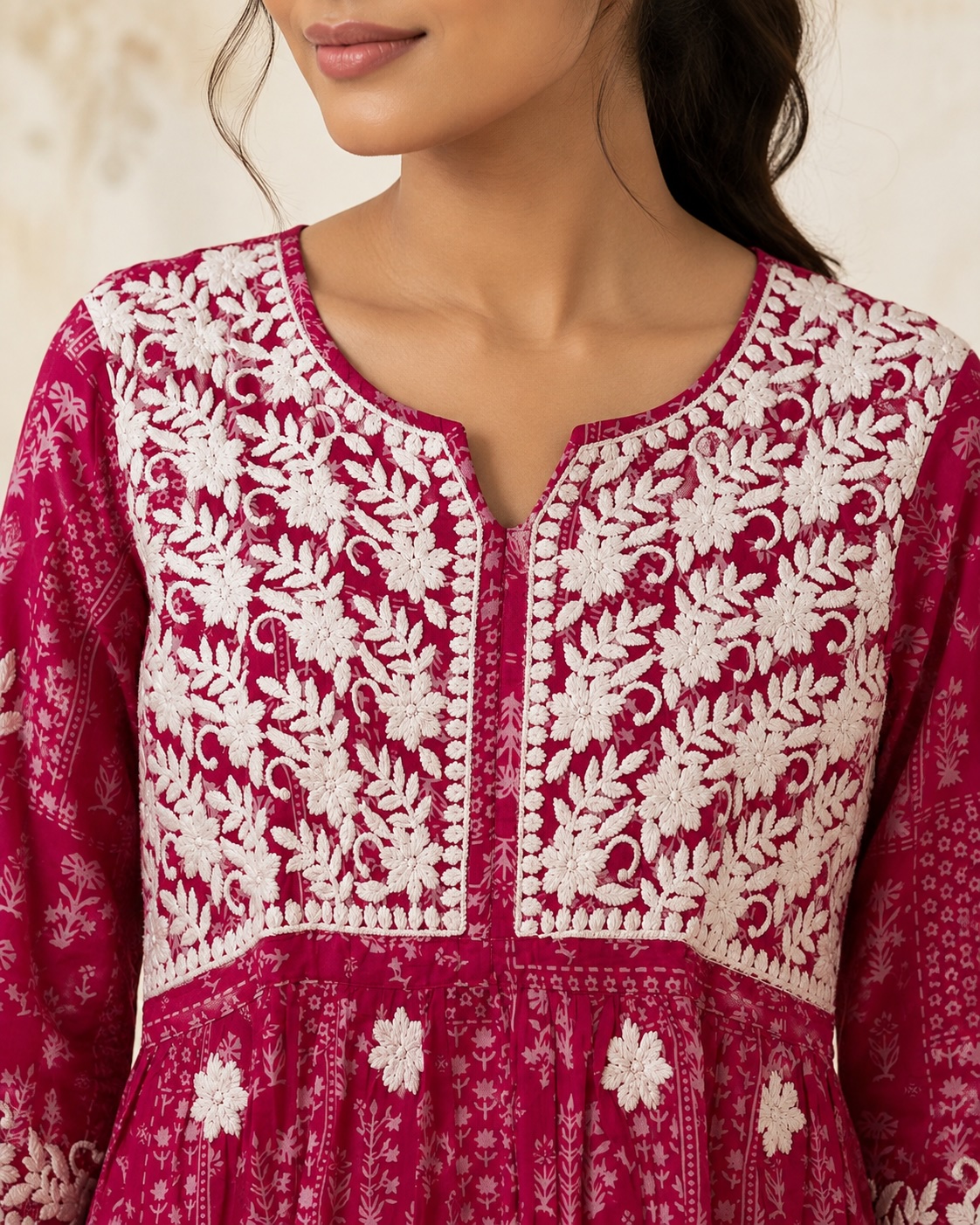 Pink Floral Embroidered Cotton Co-Ord Set view 3