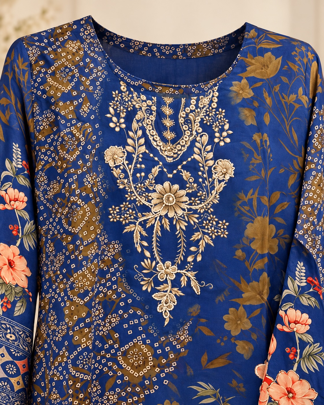 Sapphire Floral Natural Crepe Co-Ord Set view 3