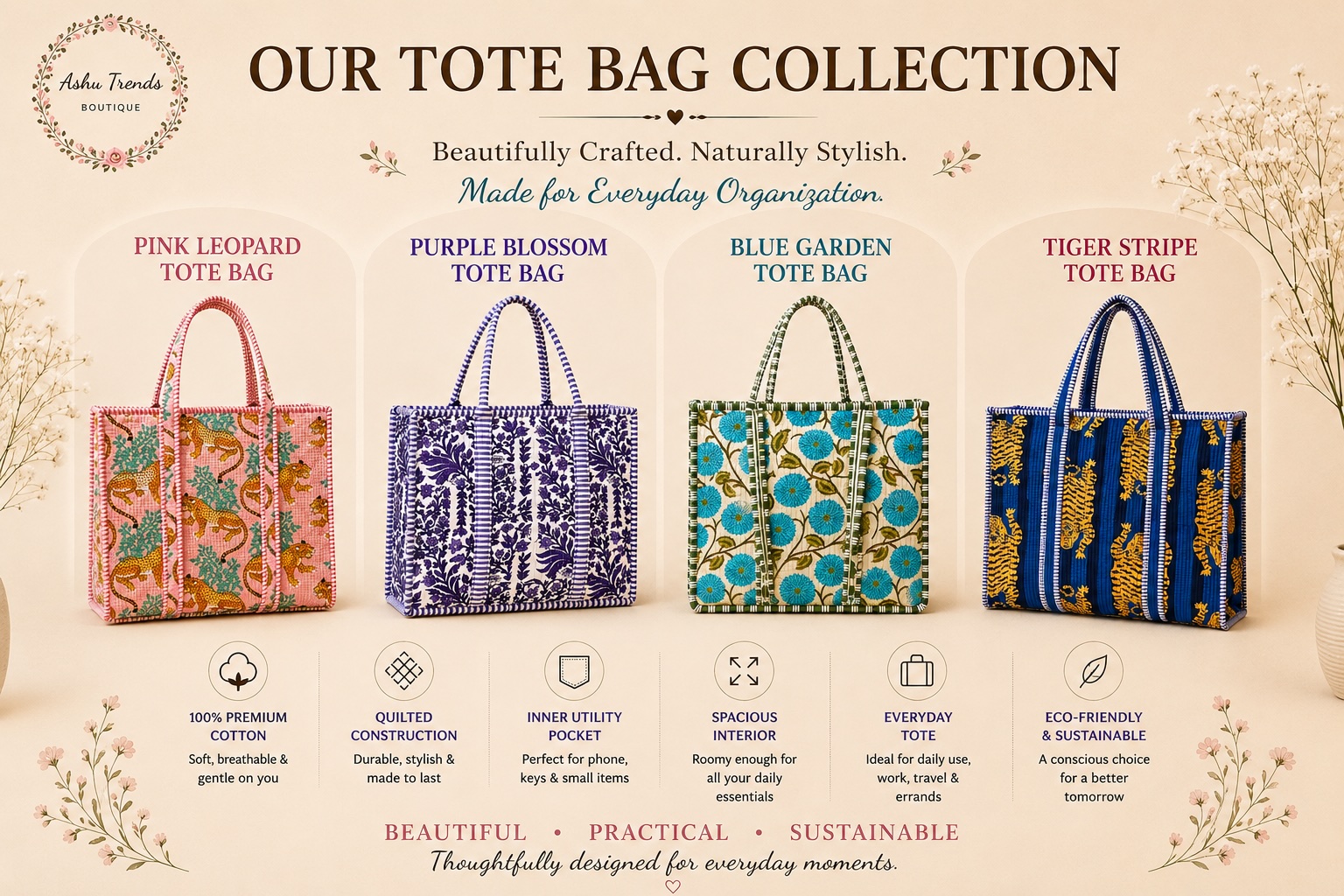 Tiger Stripe Tote Bag view 4