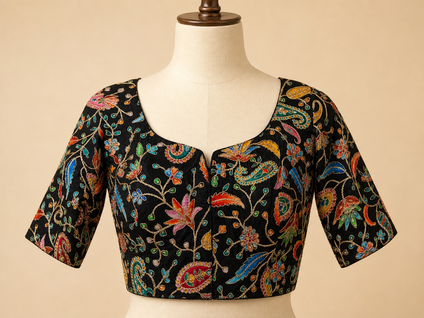 Midnight Bloom Art Silk Blouse w/ Cotton Lining view 2