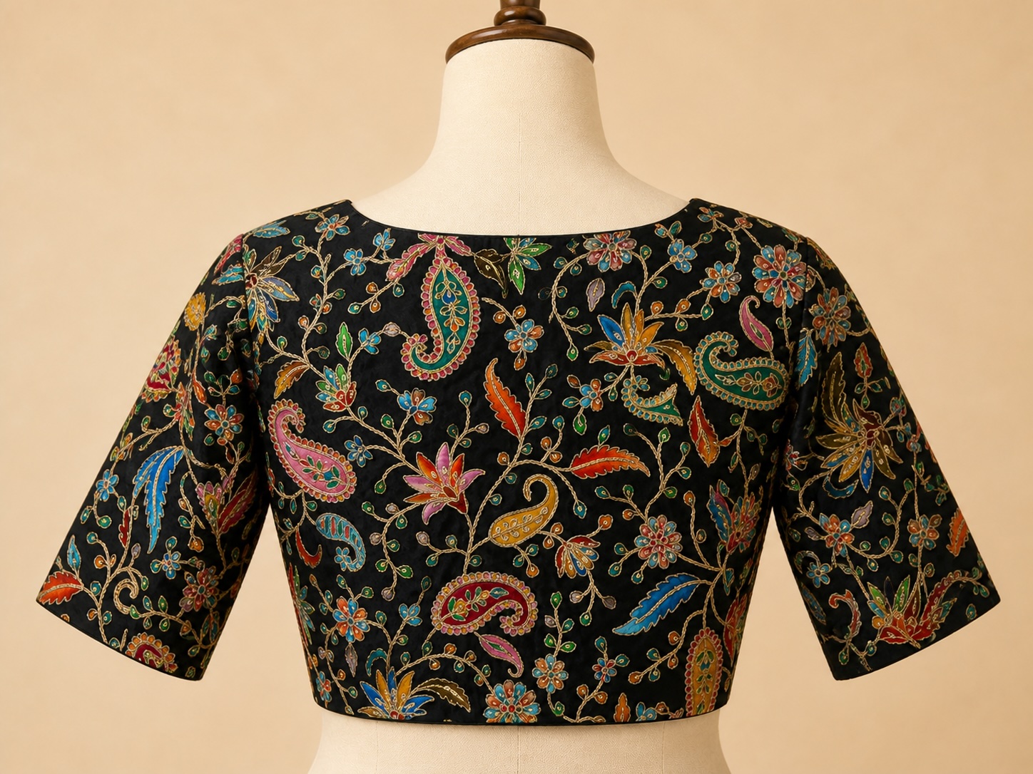 Midnight Bloom Art Silk Blouse w/ Cotton Lining view 3
