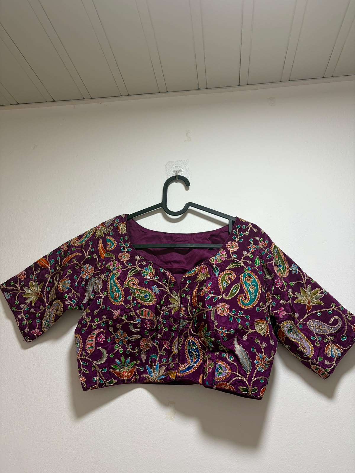 Royal Plum Art Silk Blouse w/ Cotton Lining view 2