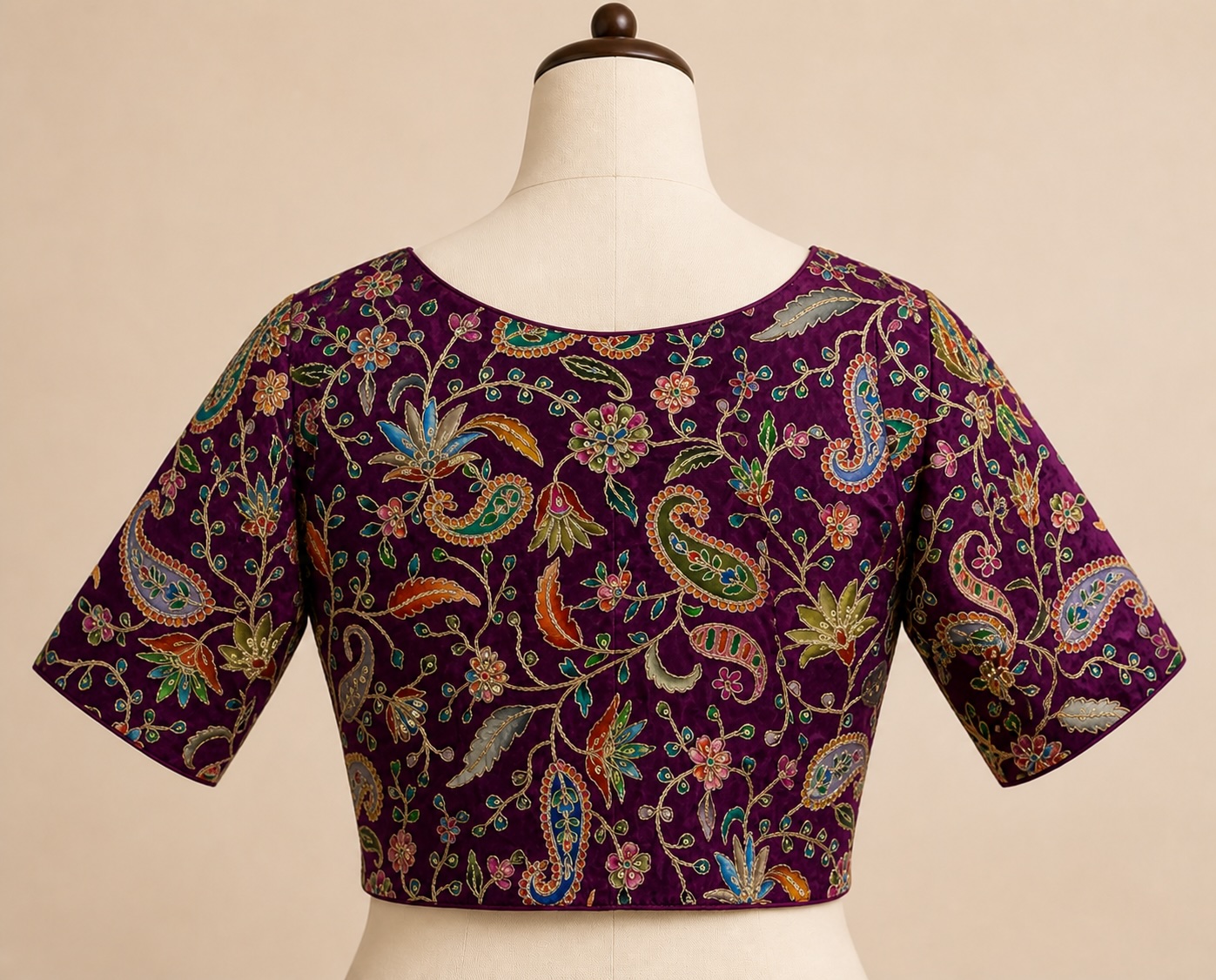 Royal Plum Art Silk Blouse w/ Cotton Lining view 3