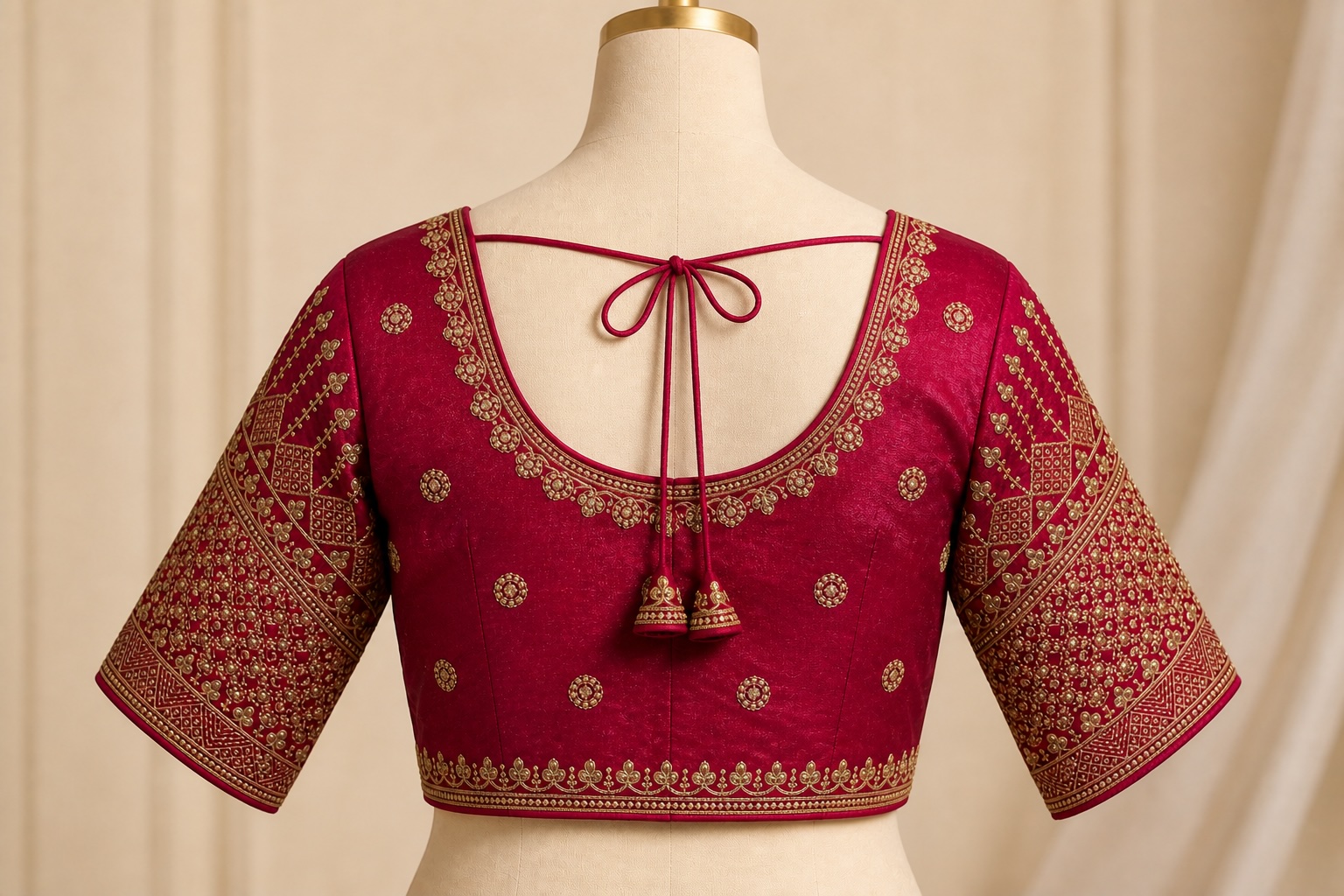 Magenta Rani Zari Raw Silk Blouse w/ Cotton Lining view 3