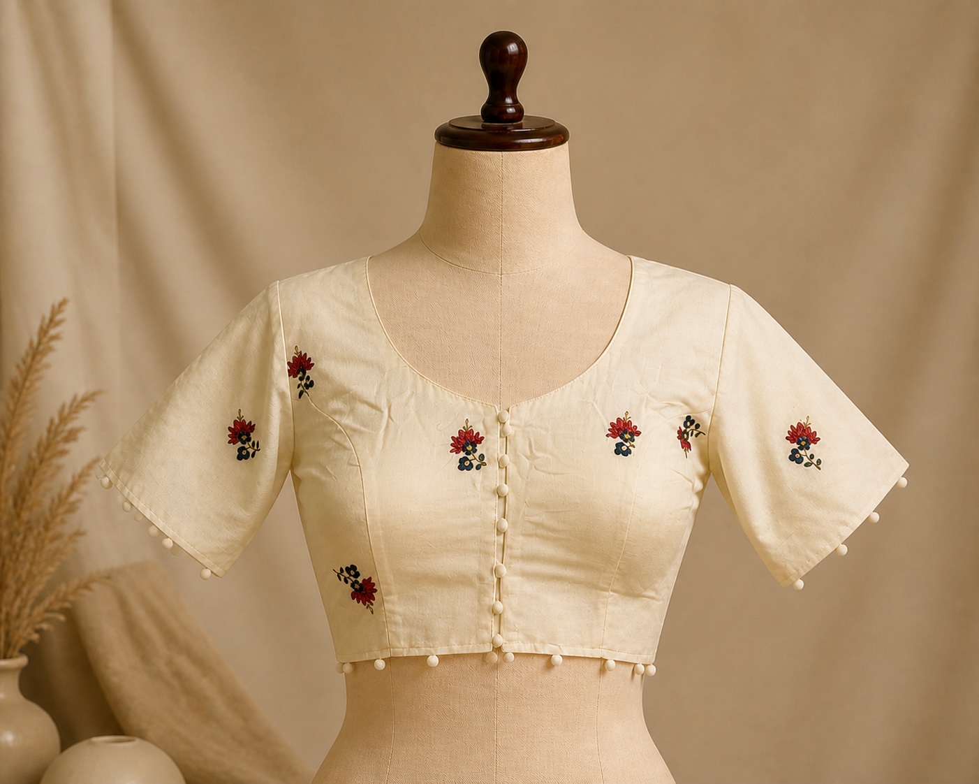 Rose Bud Cotton Blouse w/ Cotton Lining view 2