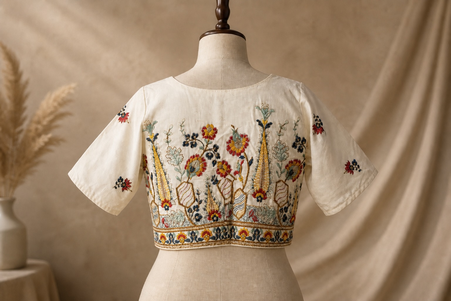 Rose Bud Cotton Blouse w/ Cotton Lining view 3