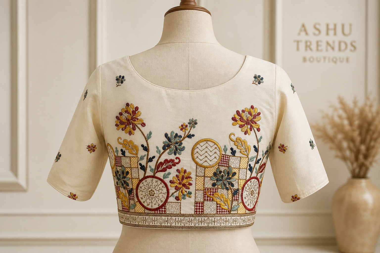 Polka Bead Cotton Blouse w/ Cotton Lining view 3