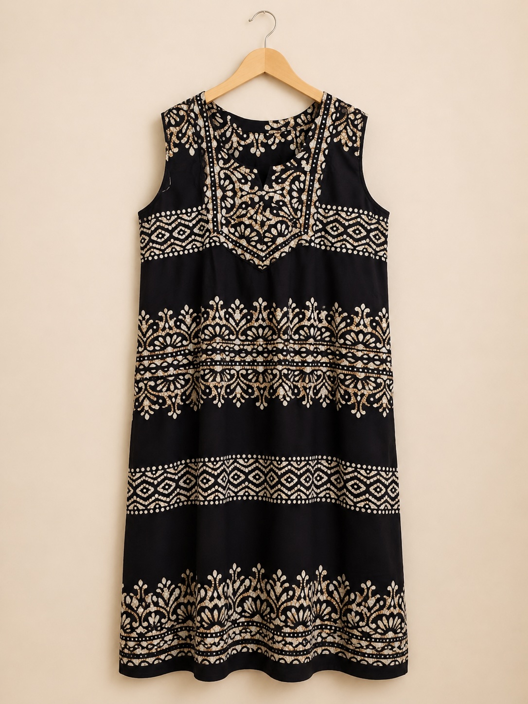 Midnight Batik Sleeveless Cotton Midi Nightdress view 3