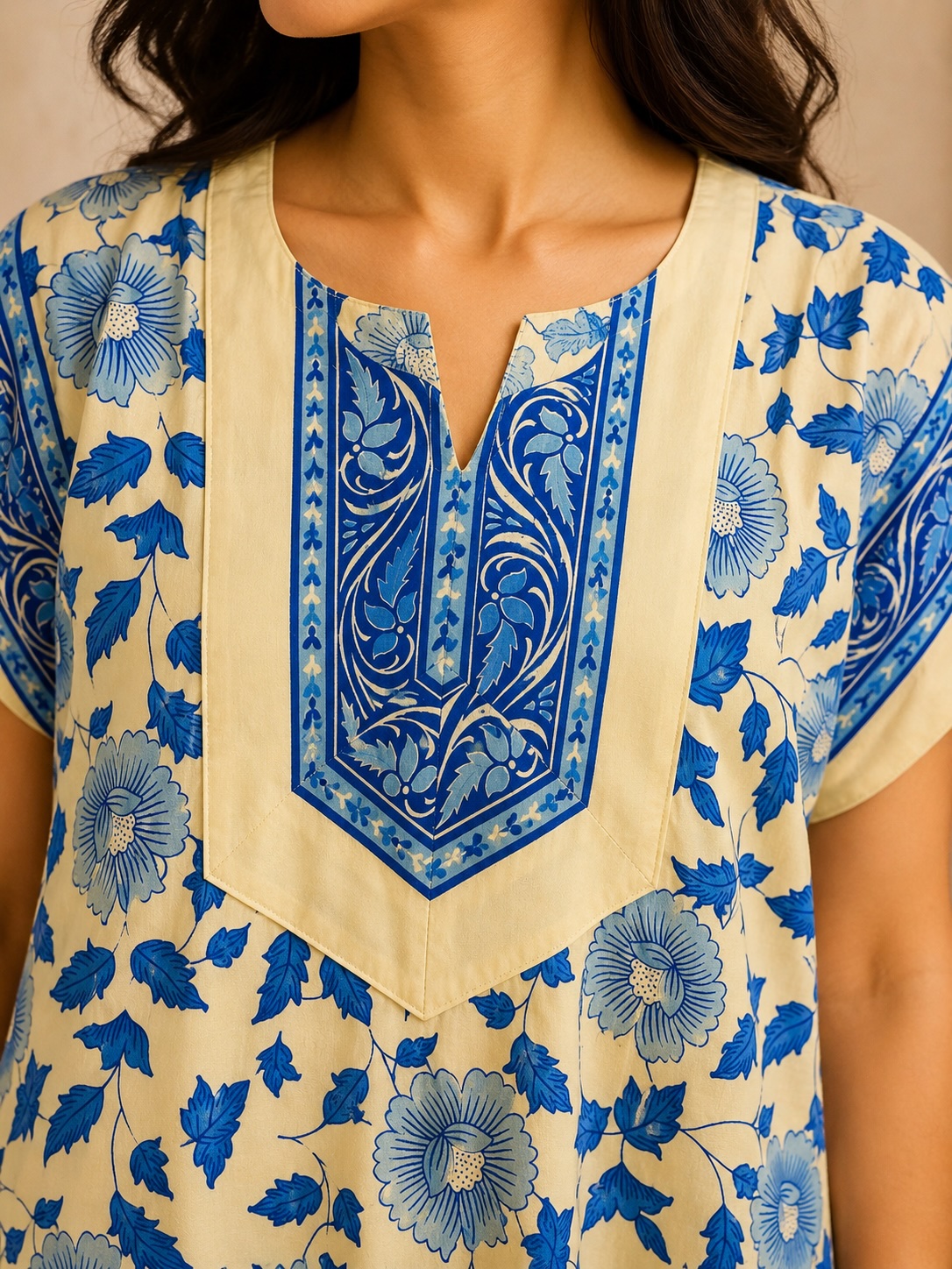 Blue Blossom PTD Long Cotton Nightdress view 3