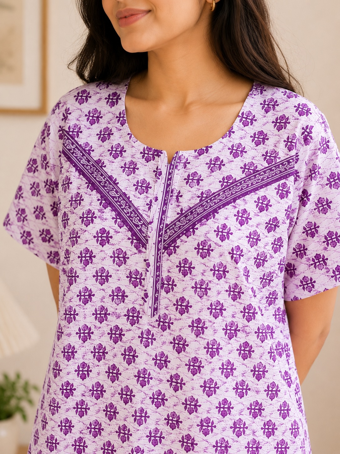 Lavender Blossom PTD Midi Cotton Nightdress view 2