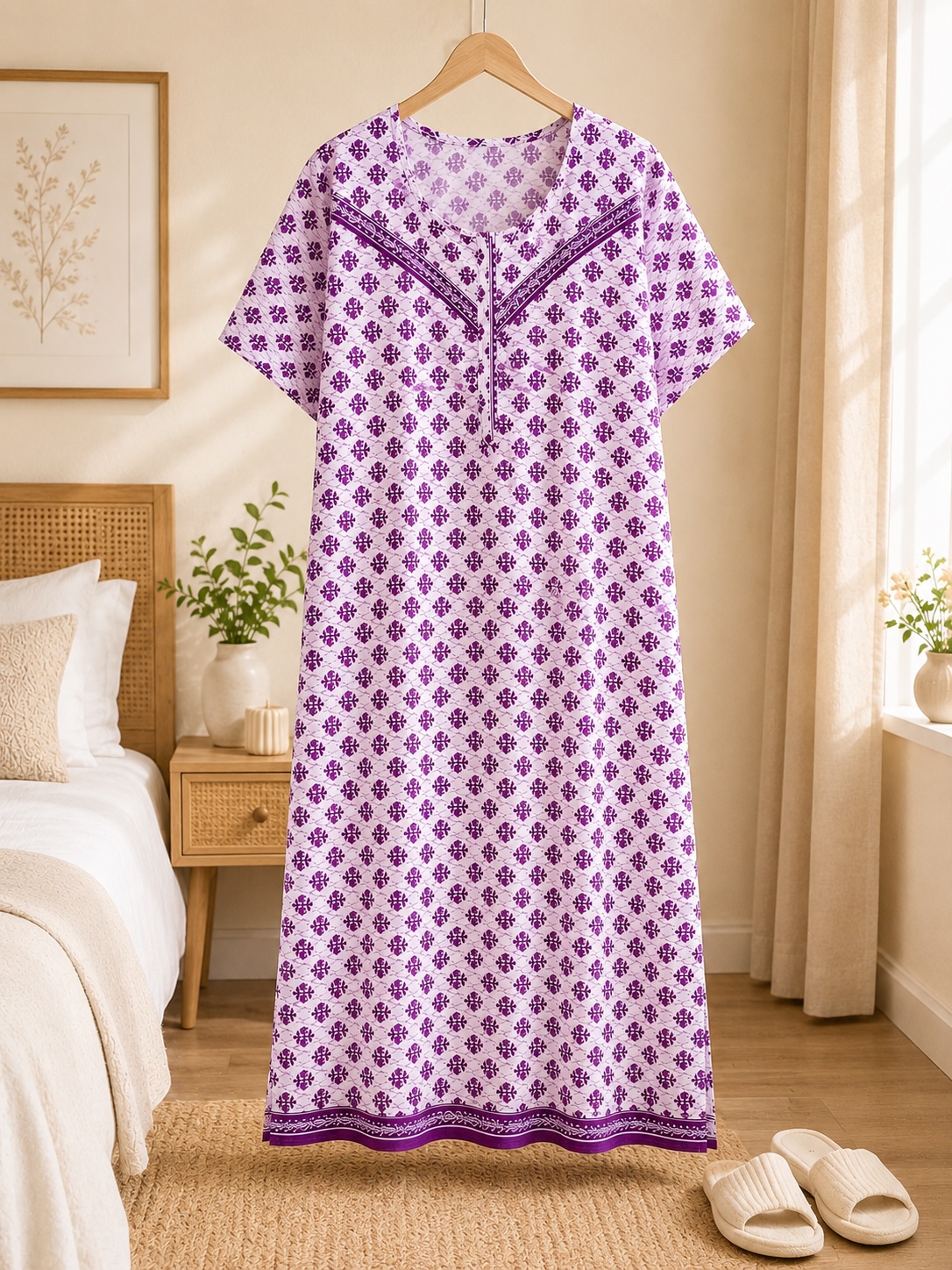 Lavender Blossom PTD Midi Cotton Nightdress view 3