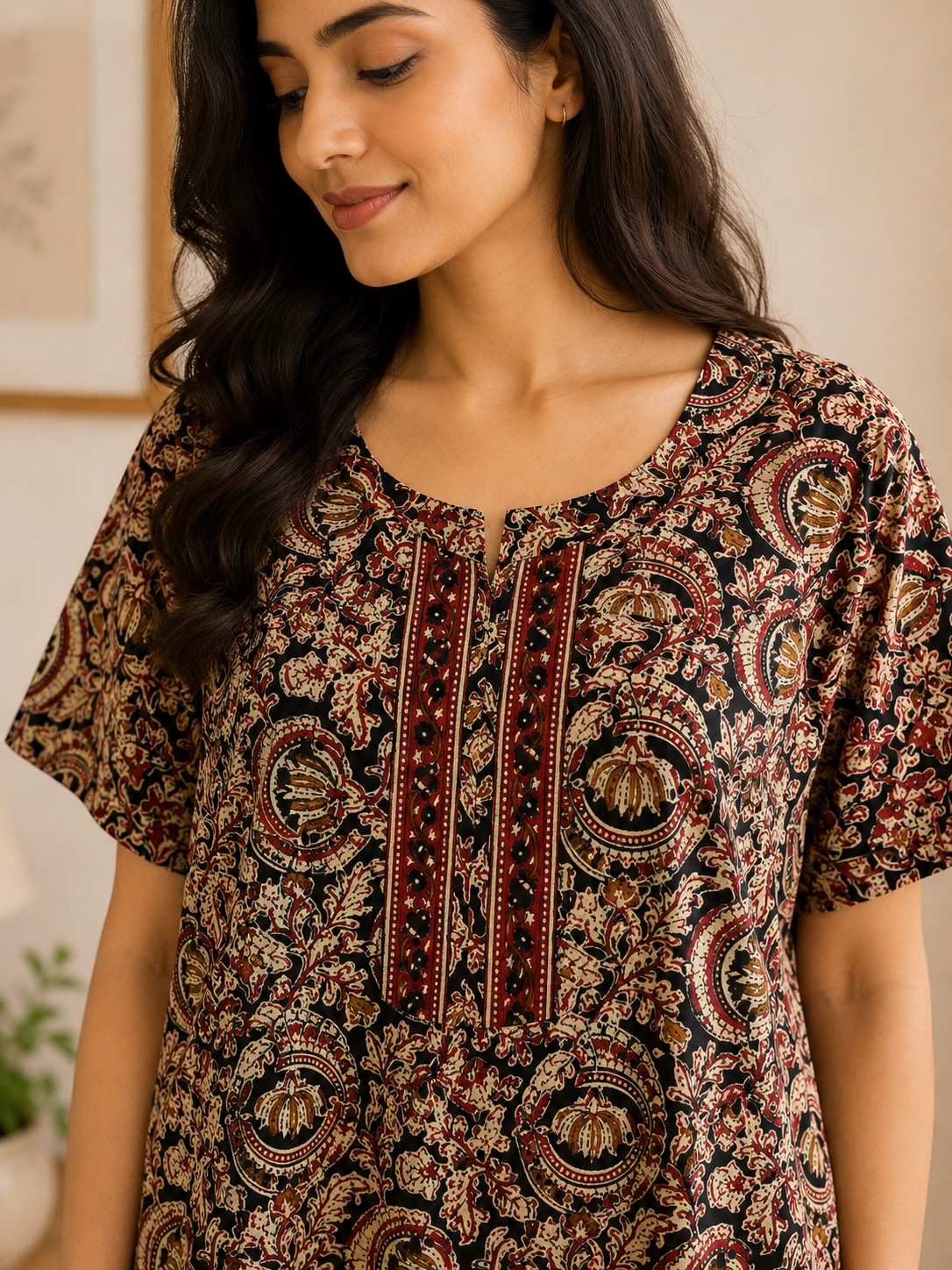 Maroon Noir PTD Midi Cotton Nightdress view 2