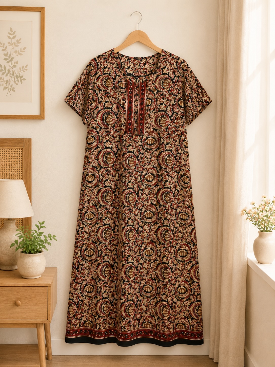 Maroon Noir PTD Midi Cotton Nightdress view 3