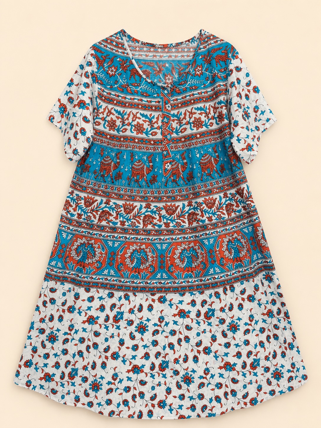 Turquoise Elephant Garden Printed Umbrella Midi Nighty view 2