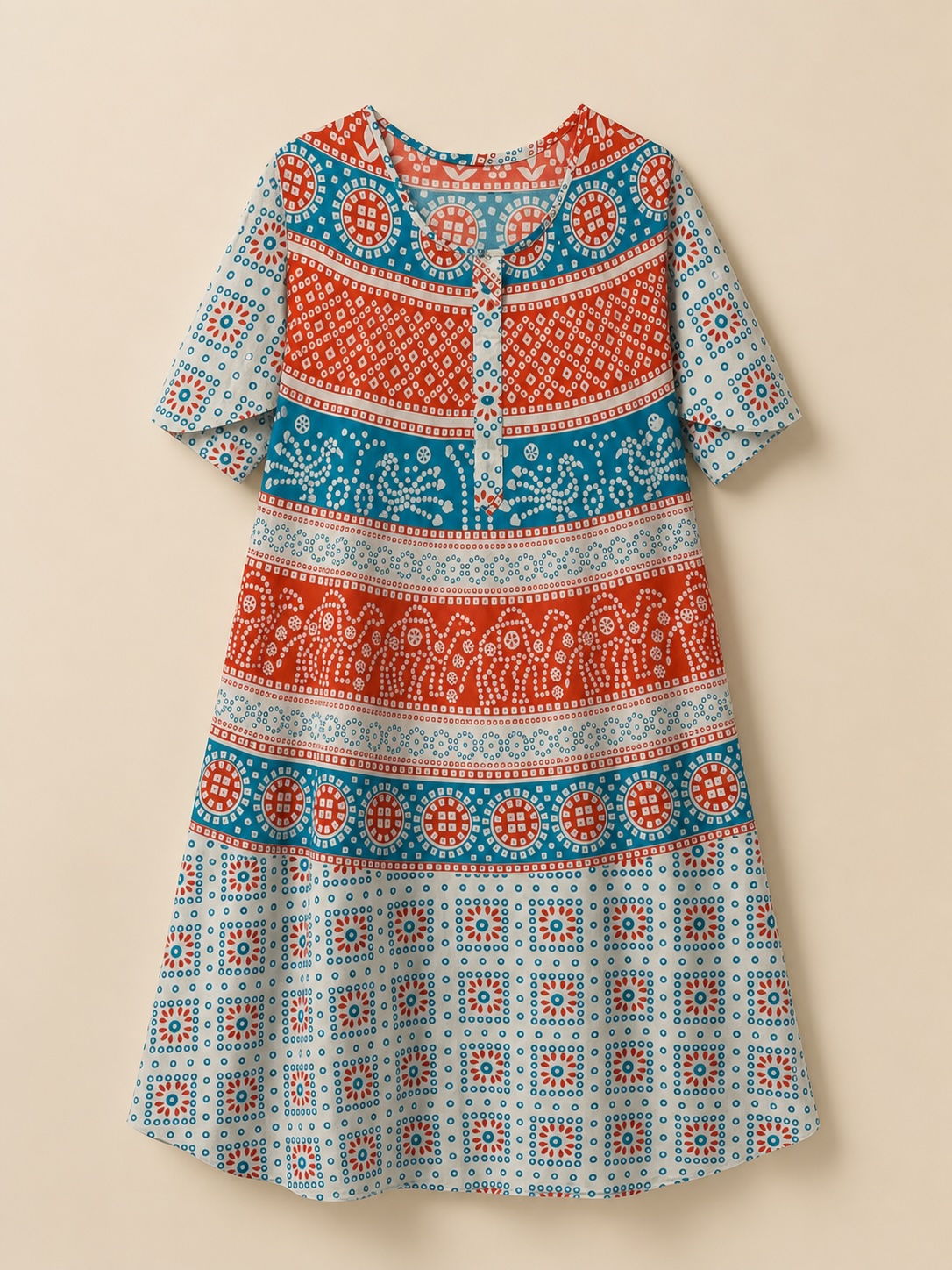 Coral Aqua Mosaic Printed Umbrella Midi Nighty view 2