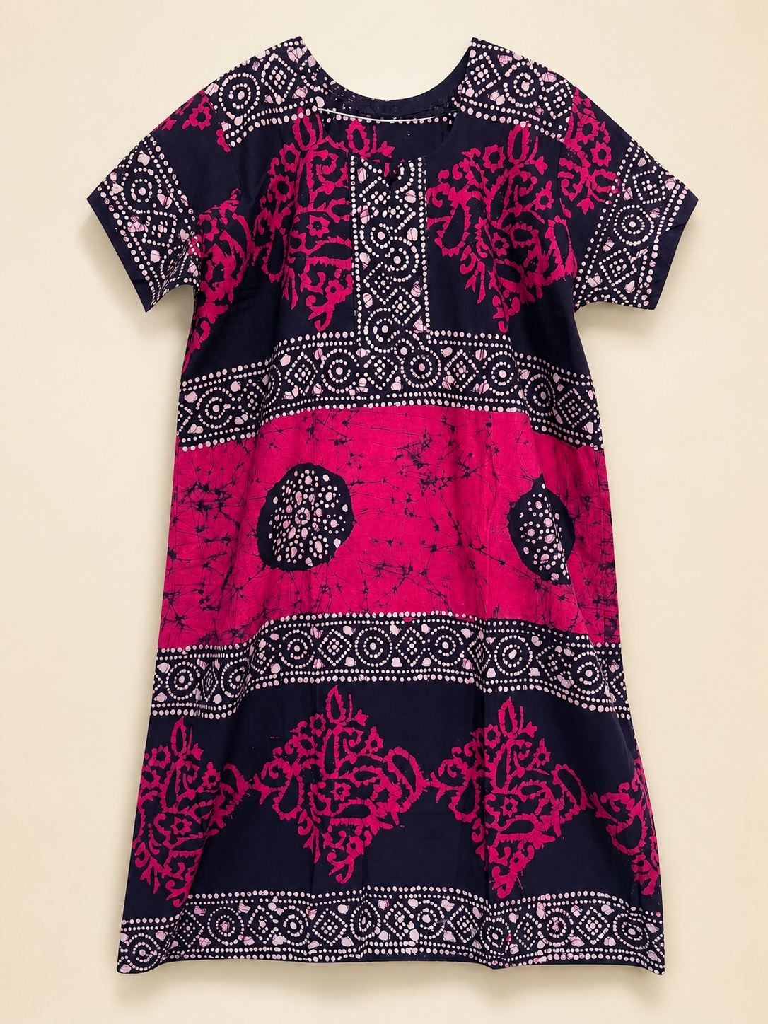Midnight Fuchsia Garden Batik Midi Nighty view 2