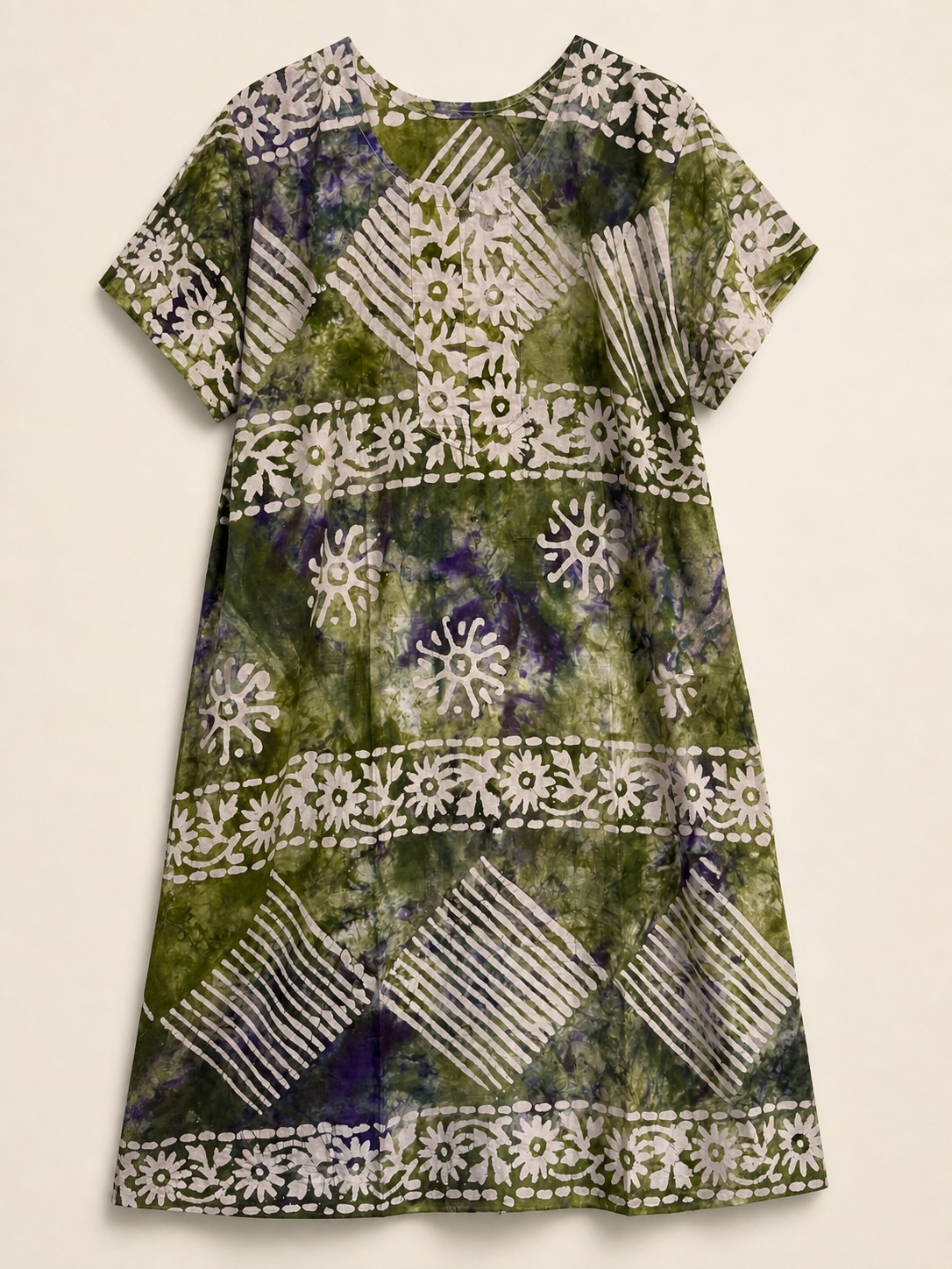 Olive Lavender Meadow Batik Midi Nighty view 2