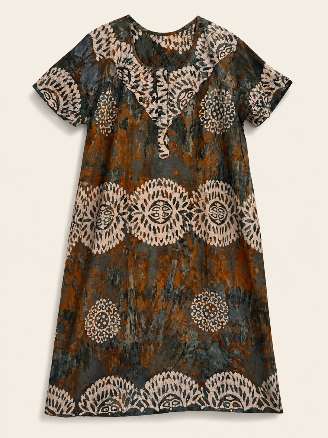 Smoky Rust Sunburst Batik Midi Nighty view 2