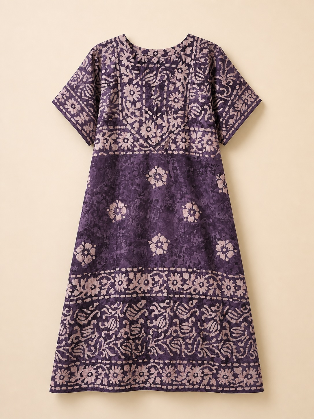 Plum Ivory Blossom Batik Midi Nighty view 2