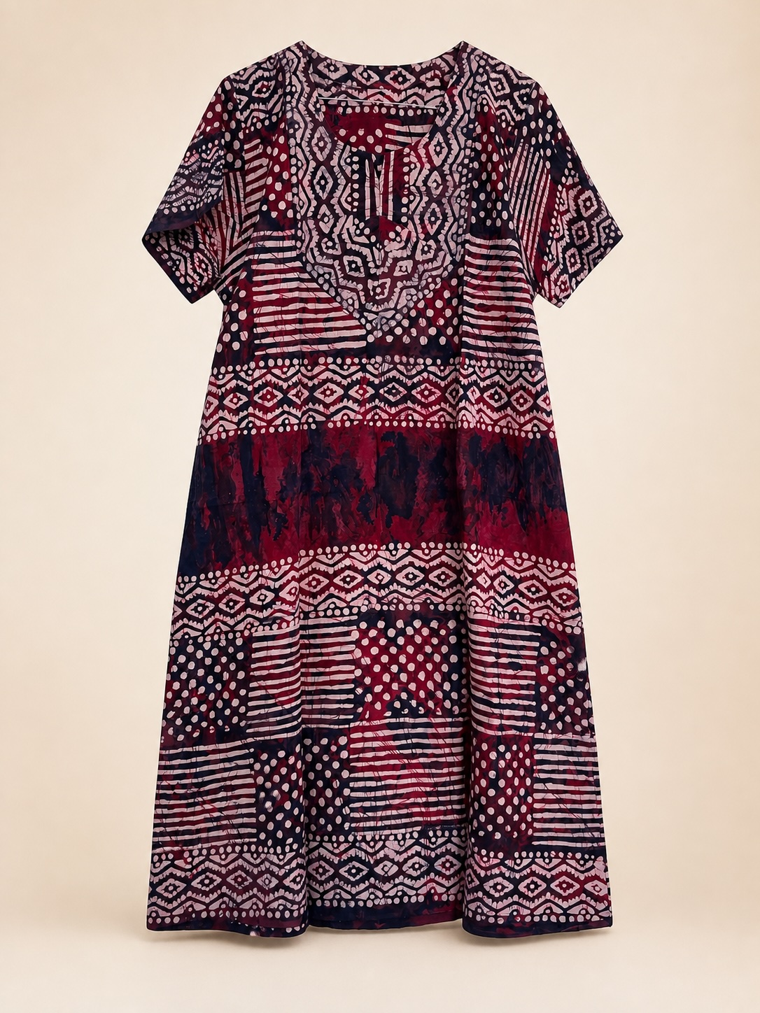 Burgundy Midnight Mosaic Batik Midi Nighty view 2