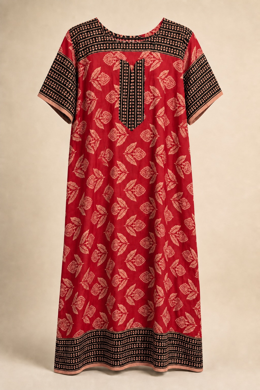 Crimson Leaf Border Printed Midi Nighty view 2
