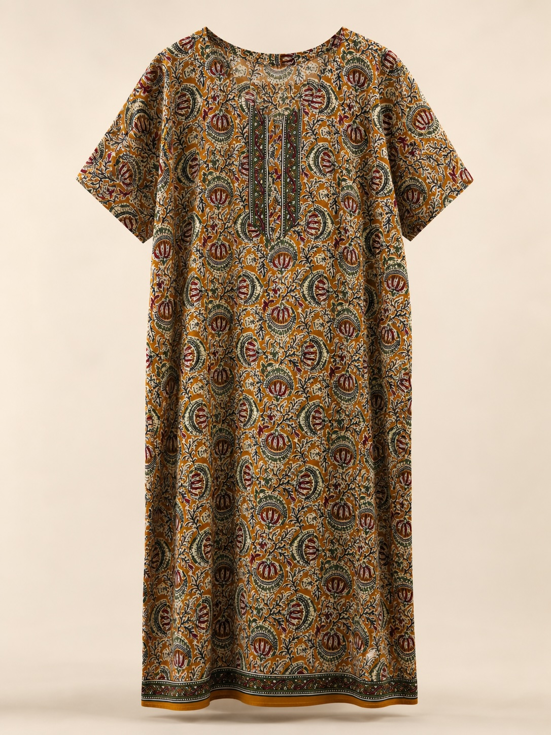 Mustard Pomegranate Garden Printed Midi Nighty view 2