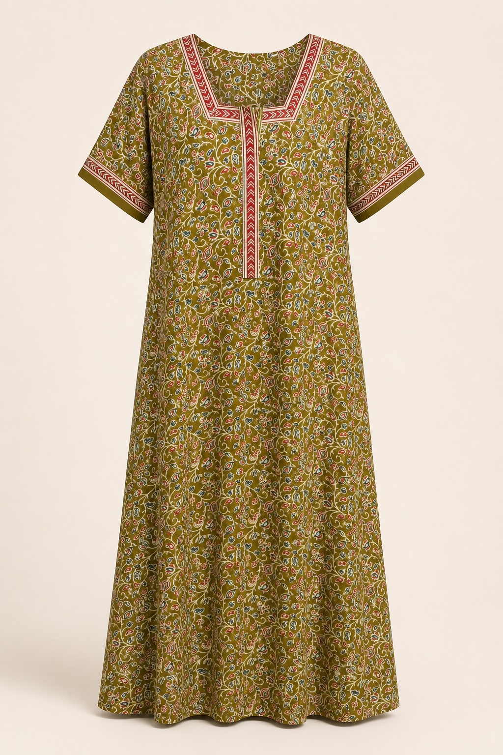 Mustard Floral Printed Long Nighty view 2