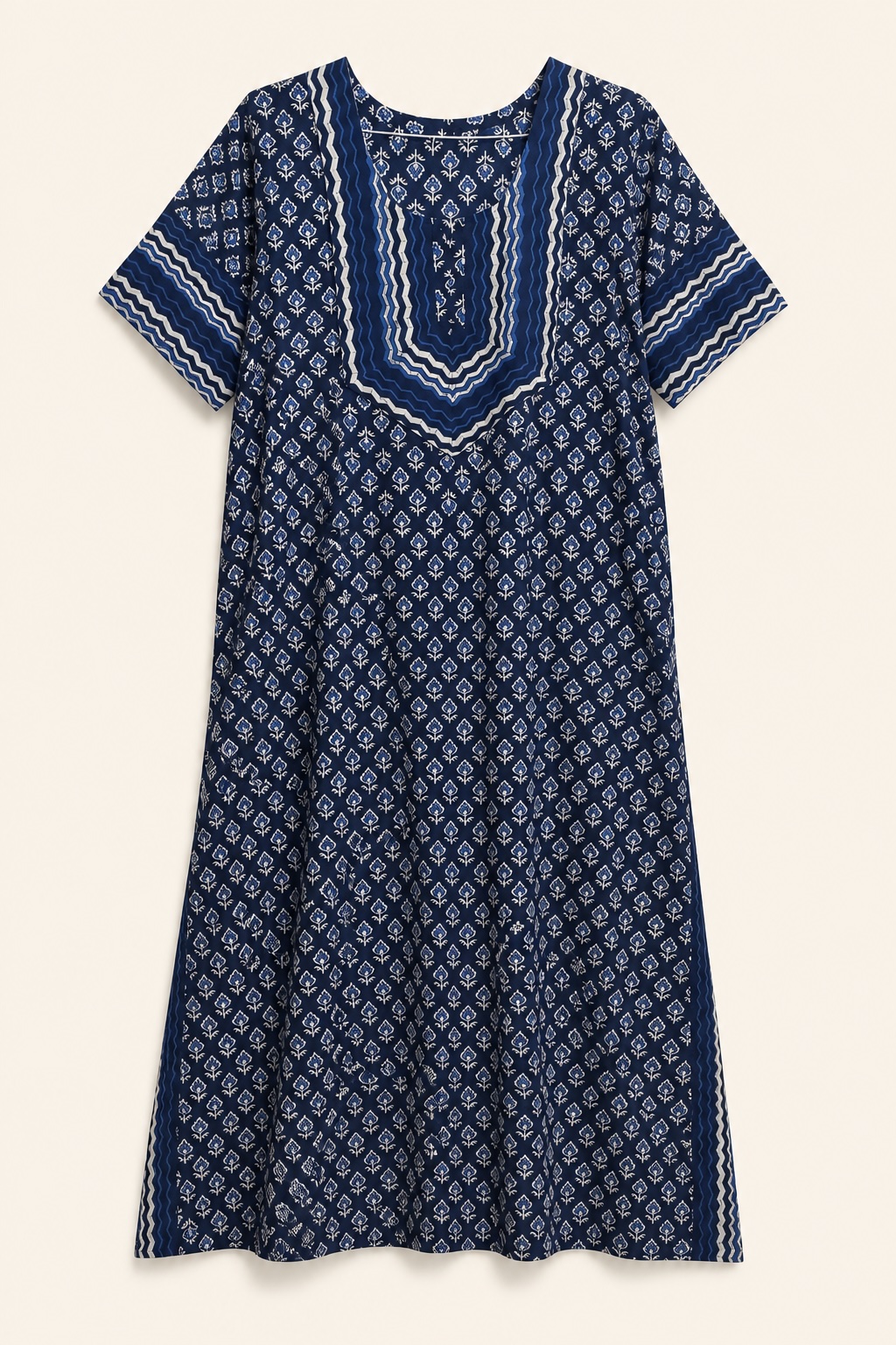 Blue Leaf Printed Long Nighty view 2