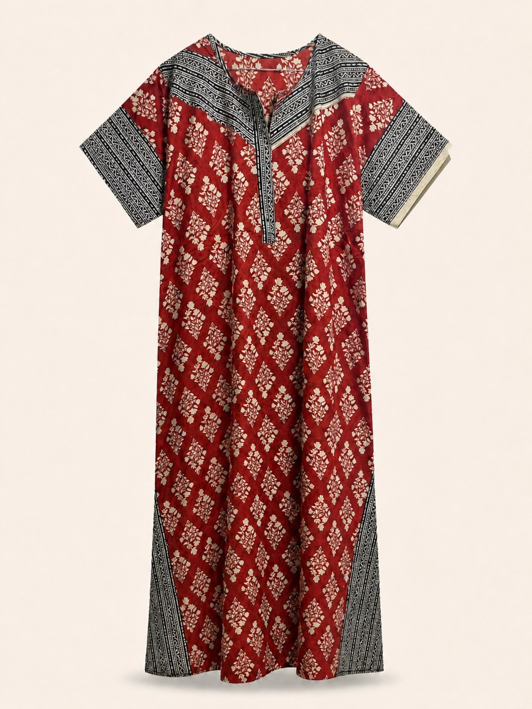 Red Floral Printed Long Nighty view 2