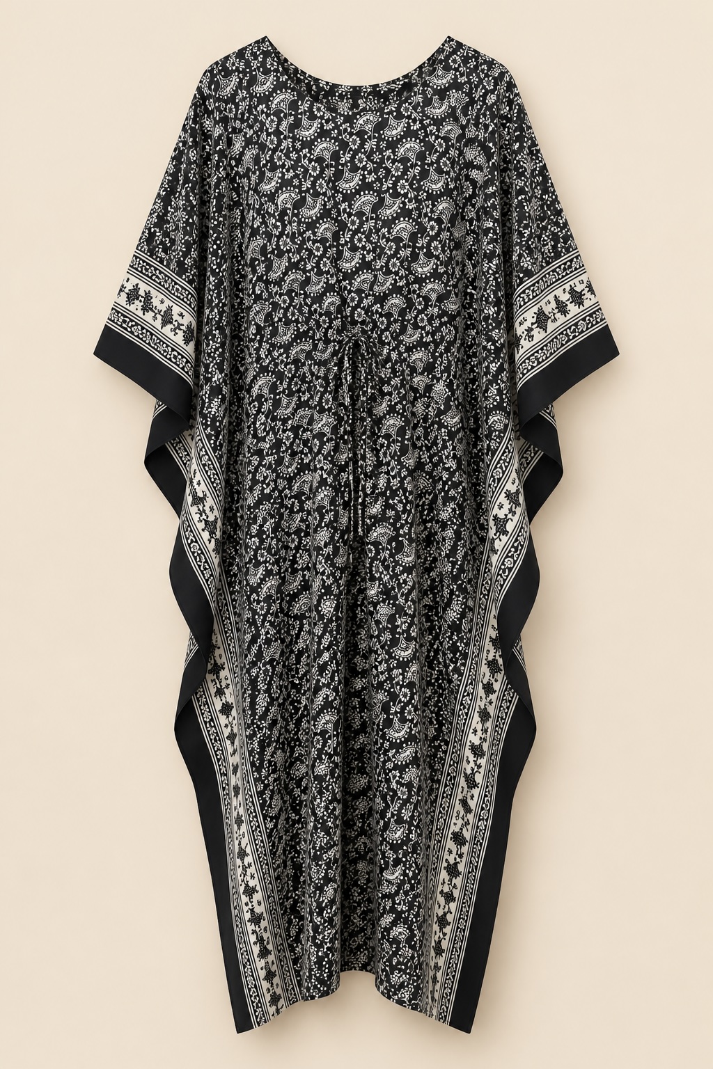 Black Floral Printed Long Kaftan view 2