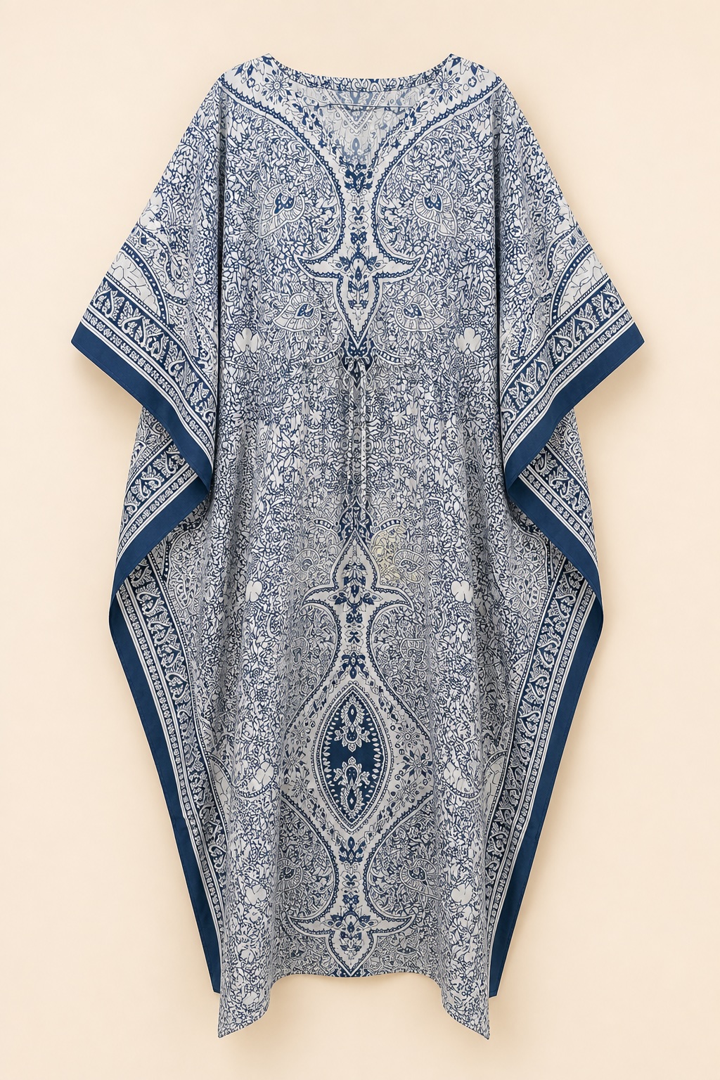 Blue White Floral Printed Long Kaftan view 2